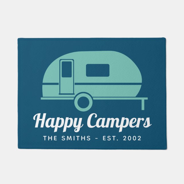 Tapete Feliz Marinho Campers Camping (Frente)