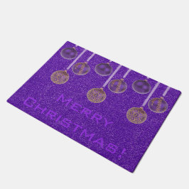 Tapete Feliz Natal Baubles Ornament Dourado Roxo Mat
