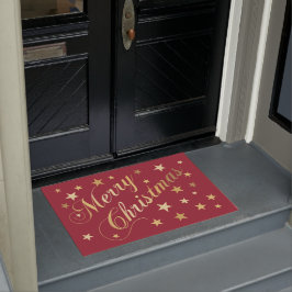 Tapete Feliz Natal Elegante Script Estrelas Douradas Verm