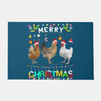 Tapete Feliz Natal Galinha Camisa Santa Hat Luzes Xma