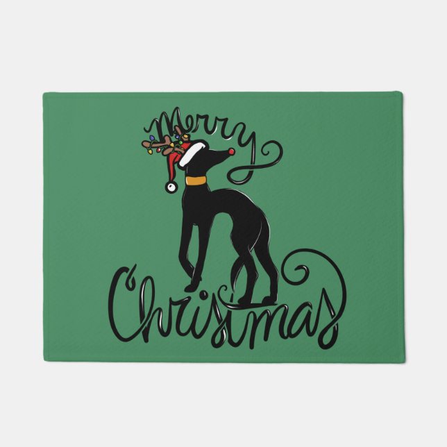 Tapete Feliz Natal Greyhound Reindeer (Frente)