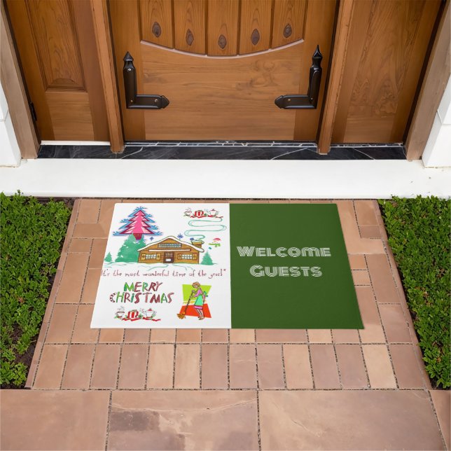 Tapete Feliz Natal Limpeza Lady Matt Doormat (Ar livre)