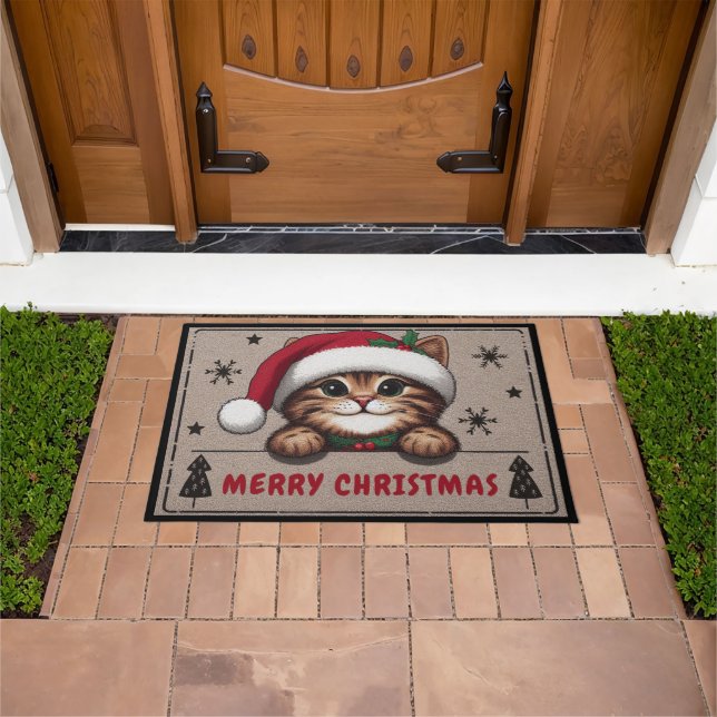 Tapete Feliz Natal Mischievous Tabby Cat, Xmas Kitten (Ar livre)
