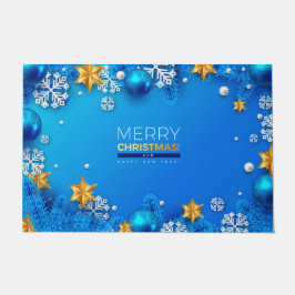 Tapete Feliz Natal Ornações ouros estrelas Azul