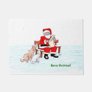 Tapete Feliz Natal! Papai Noel com Gato e Cão