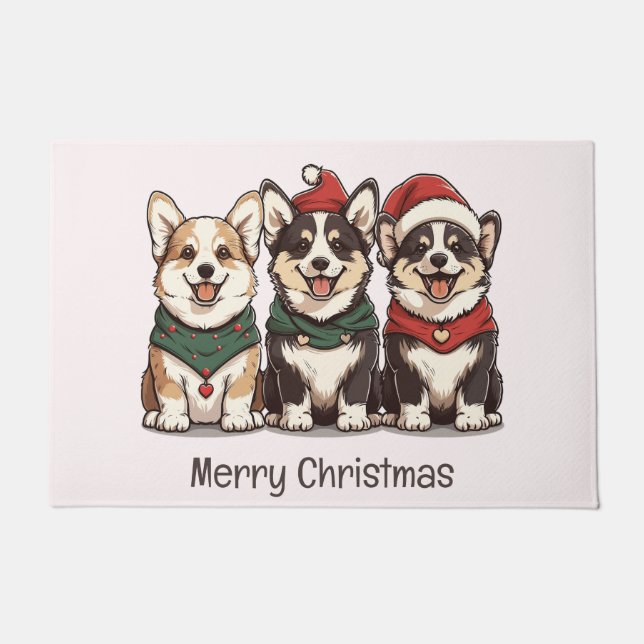 Tapete Feliz Natal Pembroke Welsh Corgi Dogs (Frente)