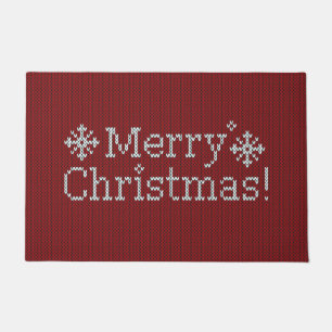 Tapete Feliz Natal Red & White Faux Knit