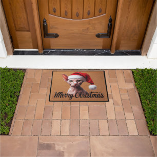 Tapete Feliz Natal Sphynx Cat, Papais noeis Xmas Sphynx
