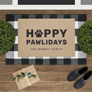Tapete Feliz Pawlidays Família Nome Rústico Bege