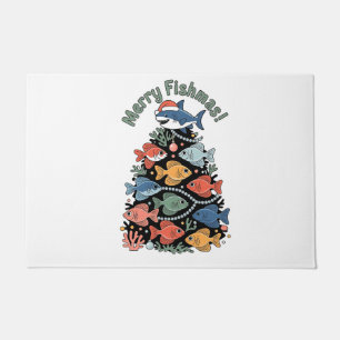 Tapete Feliz Peixes Árvores de Natal Engraçados Pesca