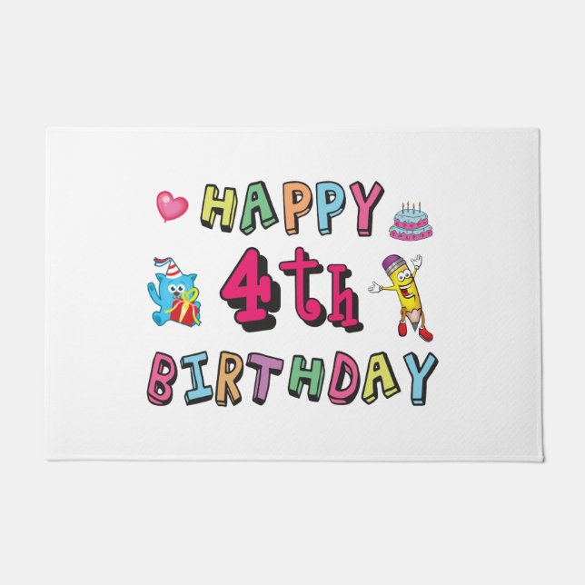 Tapete Feliz quarto aniversário. 4 anos por dia. (Frente)