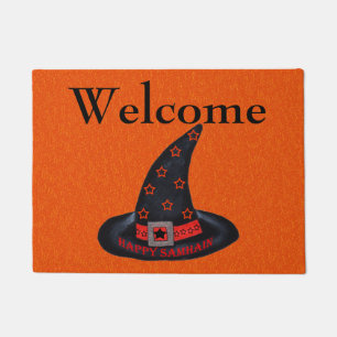 Tapete Feliz Samhain Witch Hat Stars Magic Wiccan Welcome