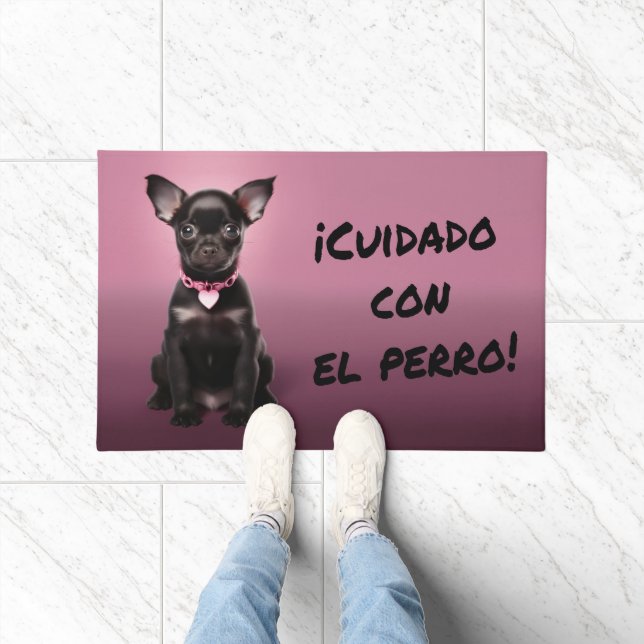 Tapete Felpudo. ¡Cuidado con el perro! (Interior)