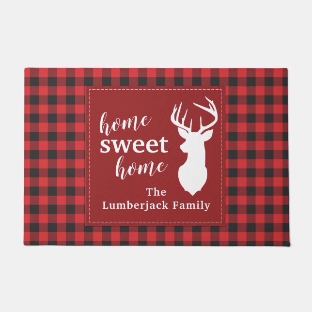 Tapete Feriado de Natal de Xadrez de Lumberjack Personali (Frente)