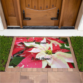 Tapete Feriado de Poinsettia Vermelha e Branca