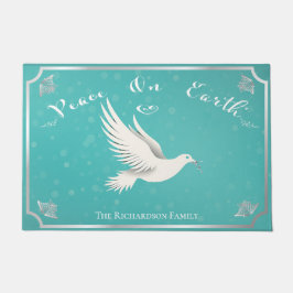 Tapete Feriado Elegante de "Paz na Terra" Azul e Prata