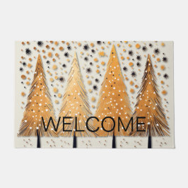 Tapete Feriados de Flocos de Neve Brilhantes de Árvores d