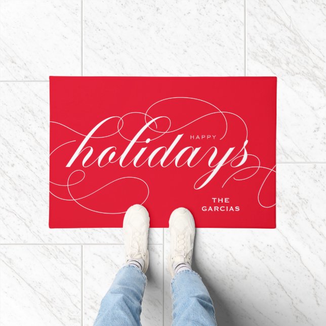 Tapete Feriados Felizes de Script Flourish Elegante Verme (Interior)