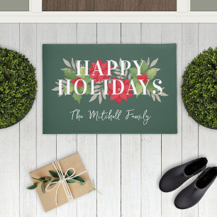 Tapete Férias Felizes Natal Floral Nome da Família