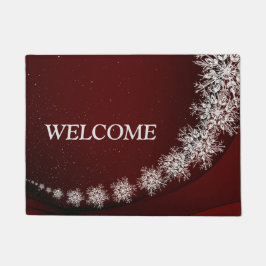 Tapete Festa de Natal Crystal Snowflakes Red Rustic