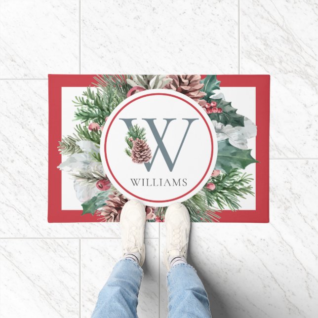 Tapete Festivo Foliage Foliday Floral Nome da Família Ini (Interior)