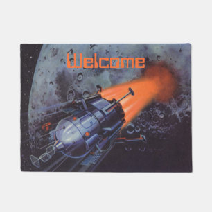Tapete Ficção Científica Vintage, Foguete Lunar decolando