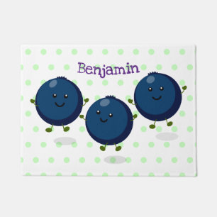 Tapete Figura de desenho animado roxo de mirtilos felizes