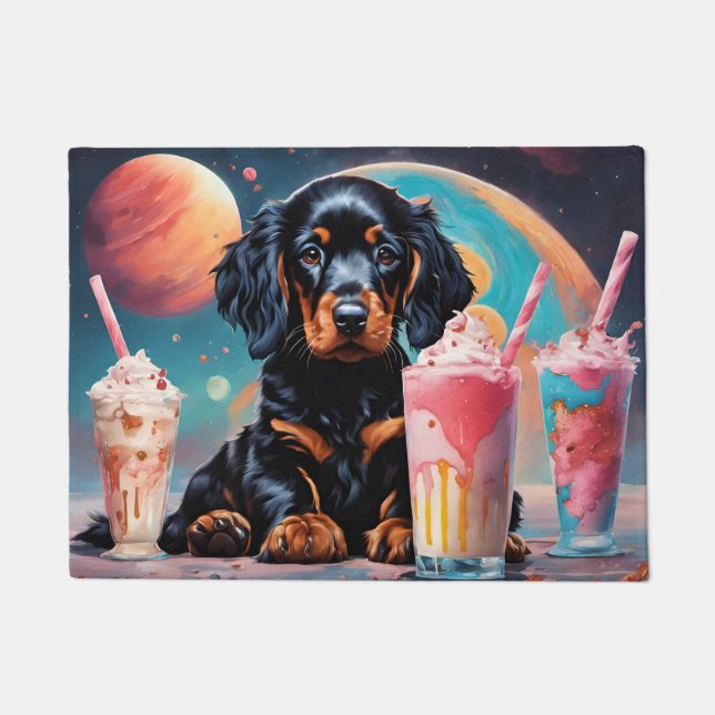 Tapete Filhote de Gordon Setter e Milkshakes (Frente)