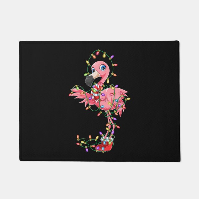 Tapete Flamingo Natal Gift Xmas Luzes Rosa Flam (Frente)
