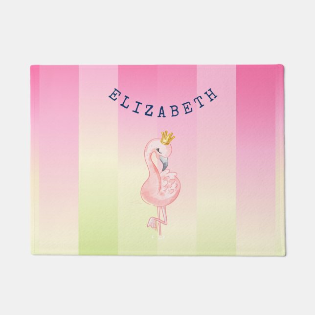 Tapete Flamingo Rosa Fofo Ombre Listrado   (Frente)