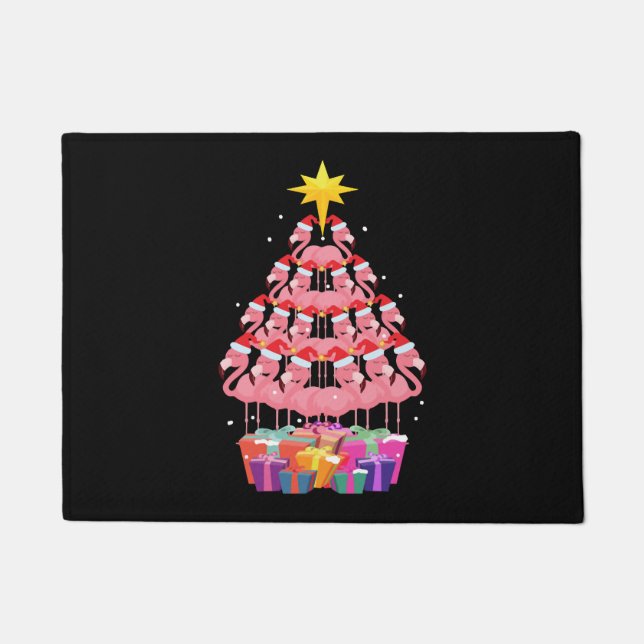 Tapete Flamingo Ugly Christmas Tree Engraçado Gift (Frente)