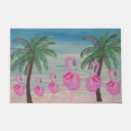 Tapete Flamingos chiques e palmeiras tropicais