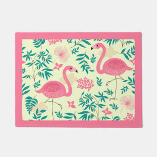 Tapete Flamingos cor-de-rosa & flores tropicais