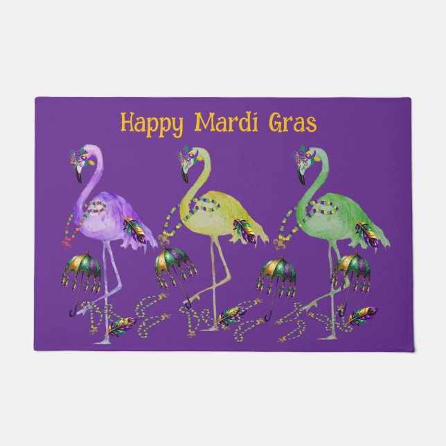 Tapete Flamingos Costeiros do Mardi Gras (Frente)