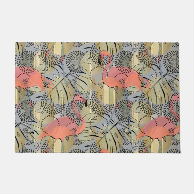 Tapete Flamingos em um fundo de abstrato. (Frente)