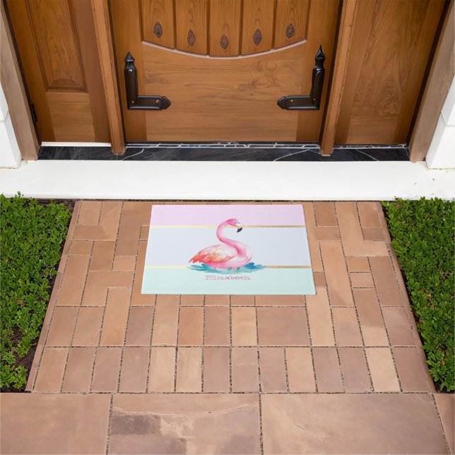 Tapete Flamingos Rosa Listras Pastel Modernas (Ar livre)
