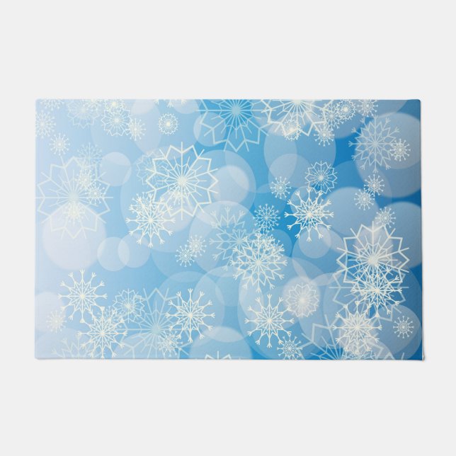 Tapete Flocos de neve de Natal em um fundo azul (Frente)