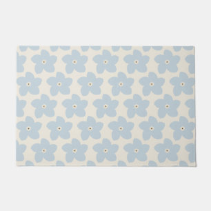 Tapete Flor Azul Claro e Creme Retro