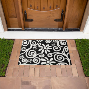 Tapete Flor branco preto e espiral flores