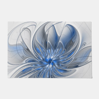 Tapete Flor de Arte Fracionada com Cinza Azul abstrato
