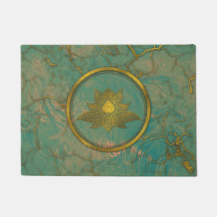 Tapete Flor de Lotus Dourado elegante no mármore