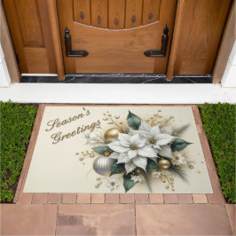 Tapete Flor de Poinsettia Branca de Natal Elegante