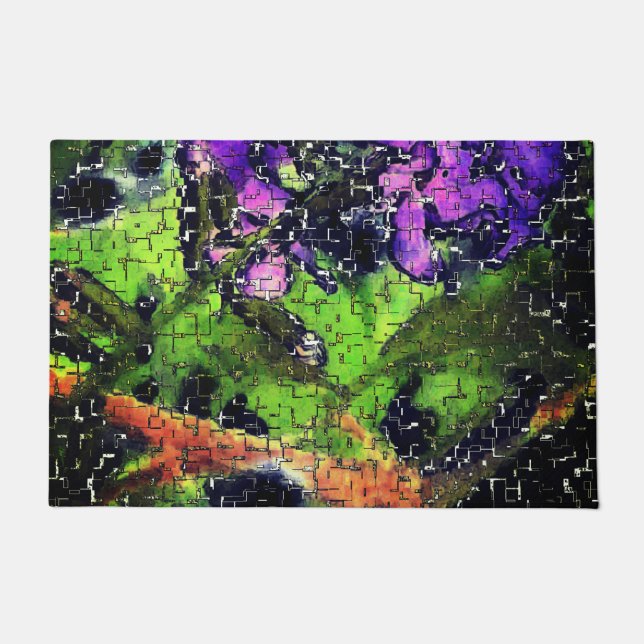 Tapete Flor e folhas, envelhecidas em mosaico esculpido (Frente)