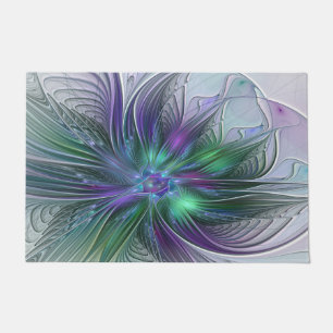 Tapete Flor Verde Roxo Moderna Abstrato de Arte Fractal