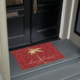 Tapete Flor Vermelho do Sonho da Árvore de Palma Dourada