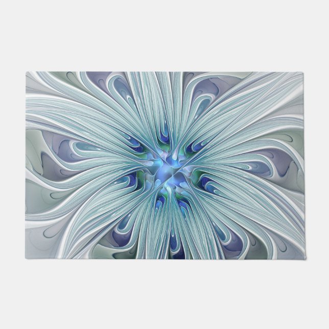 Tapete Floral Beauty Abstrato Modern Blue Pastel Flower (Frente)