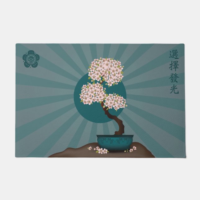 Tapete Floral bonsai "Escolha brilhar" arte asiática (Frente)