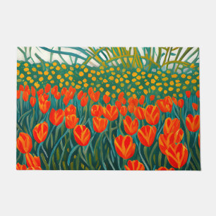 Tapete Floral de Campo das Tulipas Laranja