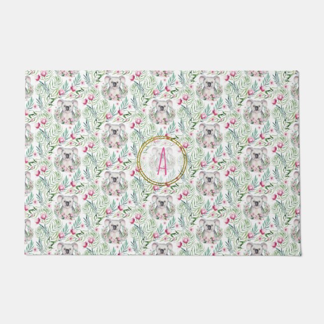 Tapete Floral KOALA BEAR Monograma Raparigas Quarto (Frente)