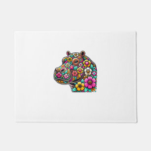 Tapete Floral Moo Deng Baby Hippo Hippopotamus Zoo Animal